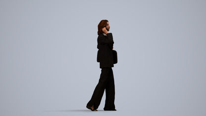 scanned 3D senior woman business walking, photogrammetry people for Enscape and V-Ray, side view render