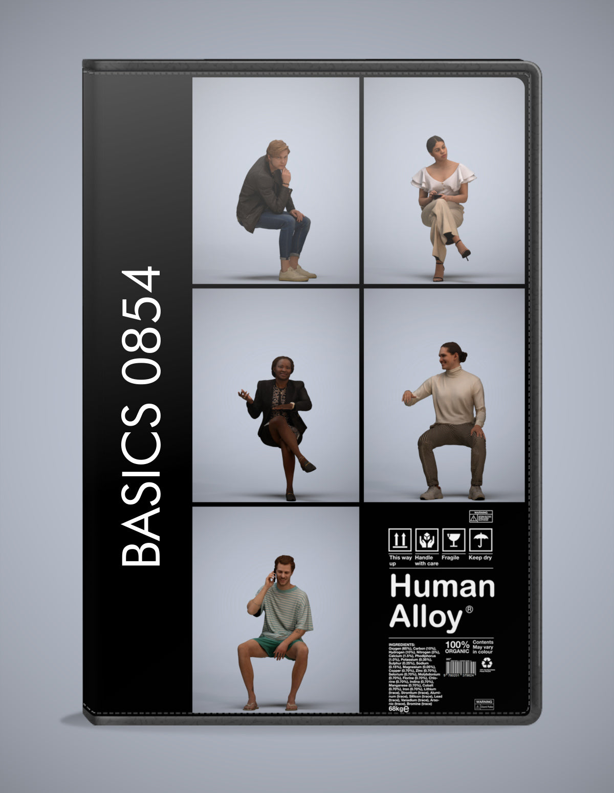 5x realistic 3D people sitting pack, scanned archviz collection for Blender and 3ds Max