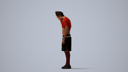 3D human model man sport, photogrammetry scanned person for archviz, three-quarter view render