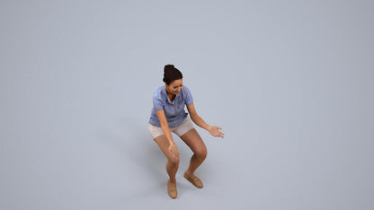 realistic 3D people woman casual sitting, render-ready for V-Ray and Corona, FBX OBJ, back view render