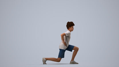 3D people model boy casual kids, scanned human for 3ds Max rendering, side view render