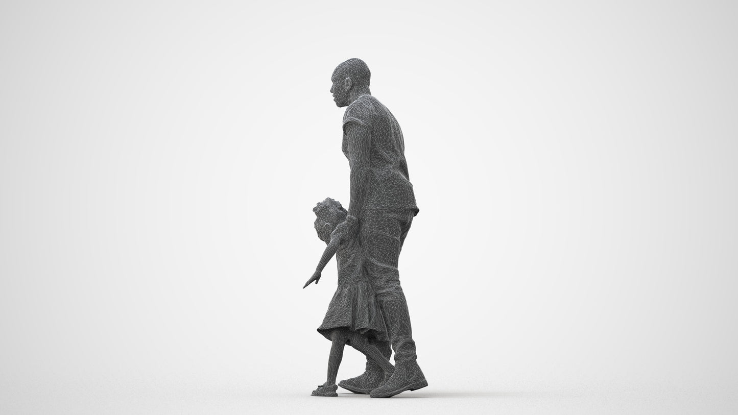 realistic 3D human girl casual kids, archviz people FBX OBJ for Blender, square thumbnail