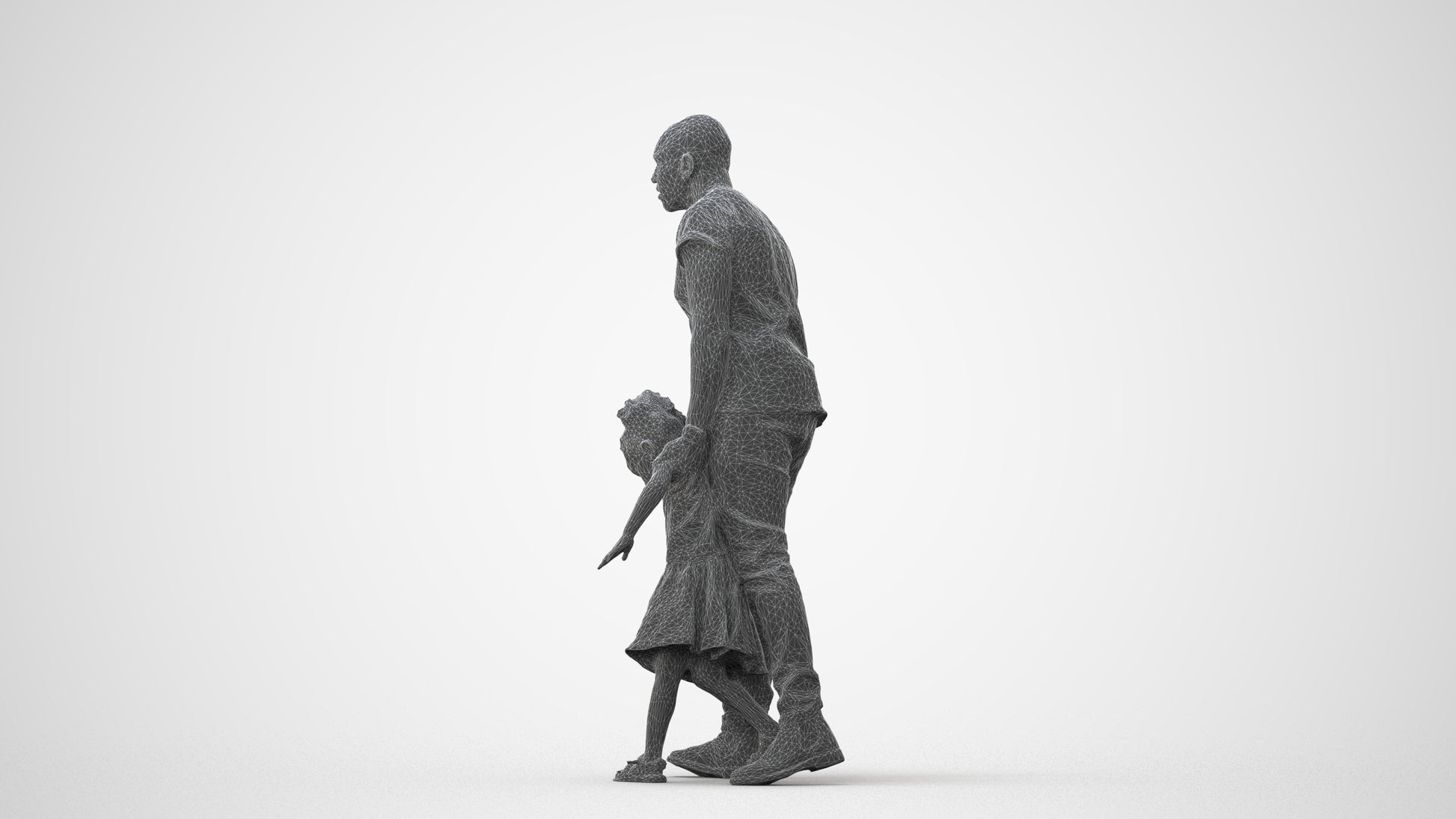 realistic 3D human girl casual kids, archviz people FBX OBJ for Blender, square thumbnail