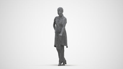 3D people model woman hospitality, scanned human for 3ds Max rendering, three-quarter front view render