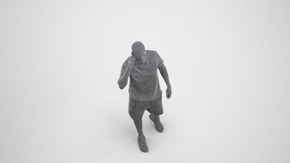 scanned 3D man sport, photogrammetry people for Enscape and V-Ray, wireframe three-quarter view