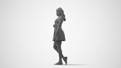 realistic 3D woman walking, scanned archviz people for Blender and 3ds Max, square thumbnail