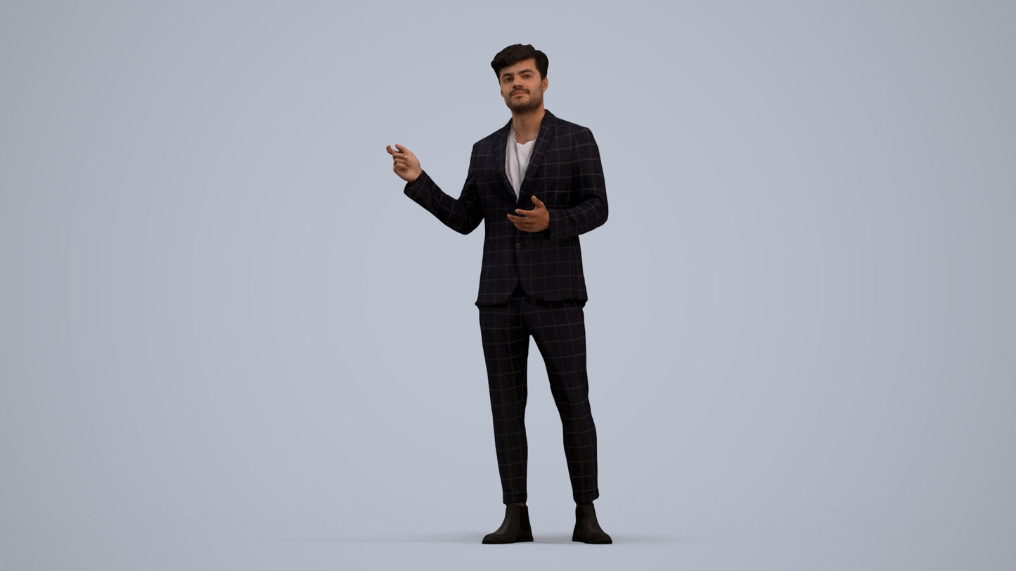 3D scanned man business, photorealistic archviz people for Enscape and SketchUp, standing pose render