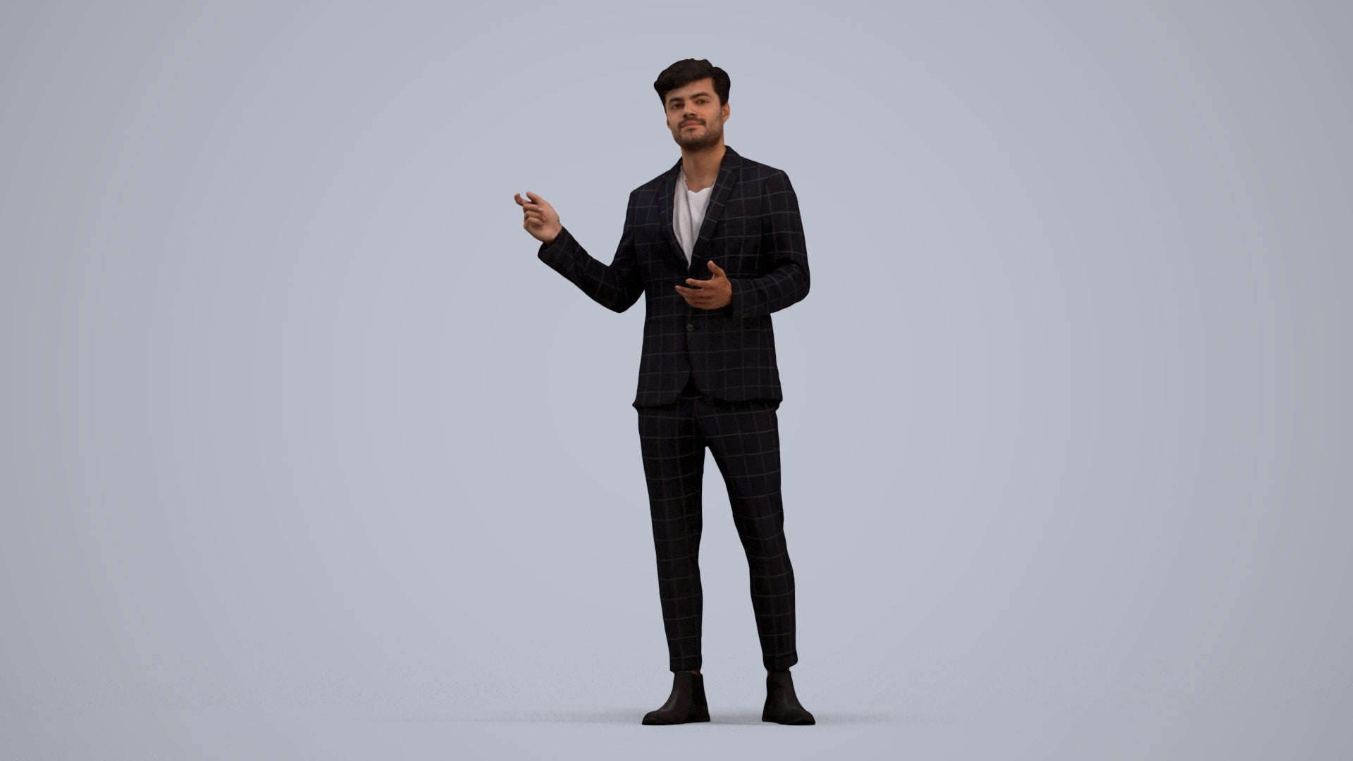3D scanned man business, photorealistic archviz people for Enscape and SketchUp, standing pose render
