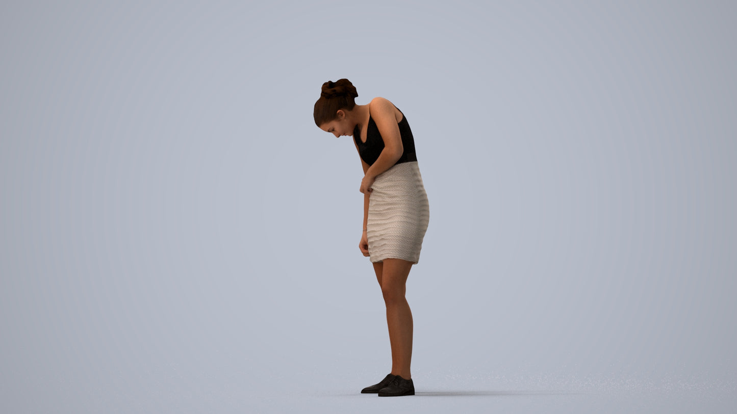 realistic 3D human girl casual kids, archviz people FBX OBJ for Blender, three-quarter view render