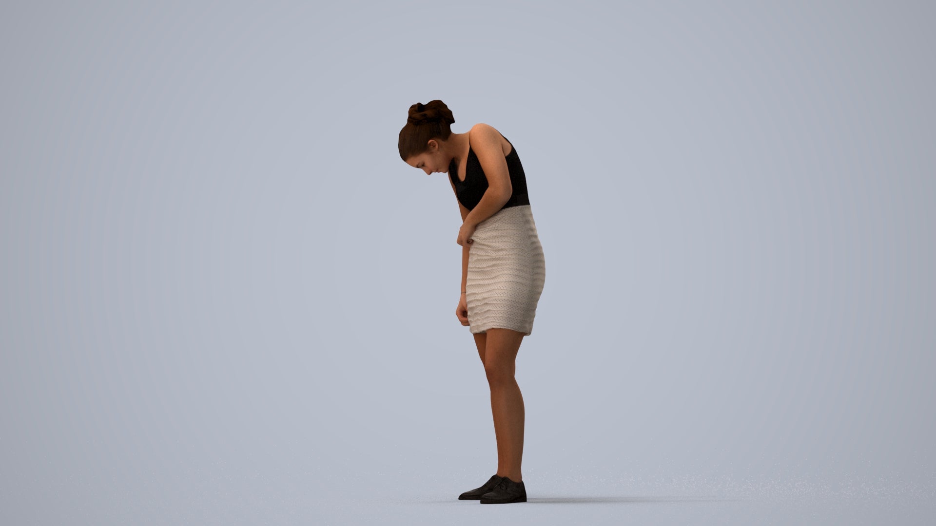 realistic 3D human girl casual kids, archviz people FBX OBJ for Blender, three-quarter view render