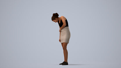 realistic 3D human girl casual kids, archviz people FBX OBJ for Blender, three-quarter view render