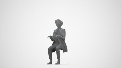 realistic 3D human woman business sitting, archviz people FBX OBJ for Blender, wireframe back view