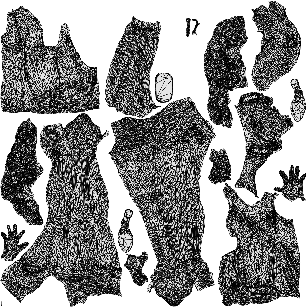 scanned 3D girl casual standing, photogrammetry people for Enscape and V-Ray, wireframe top-down view