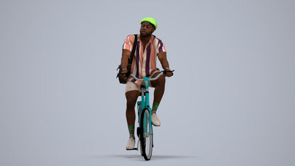 realistic 3D human man casual cycling, archviz people FBX OBJ for Blender, standing pose render