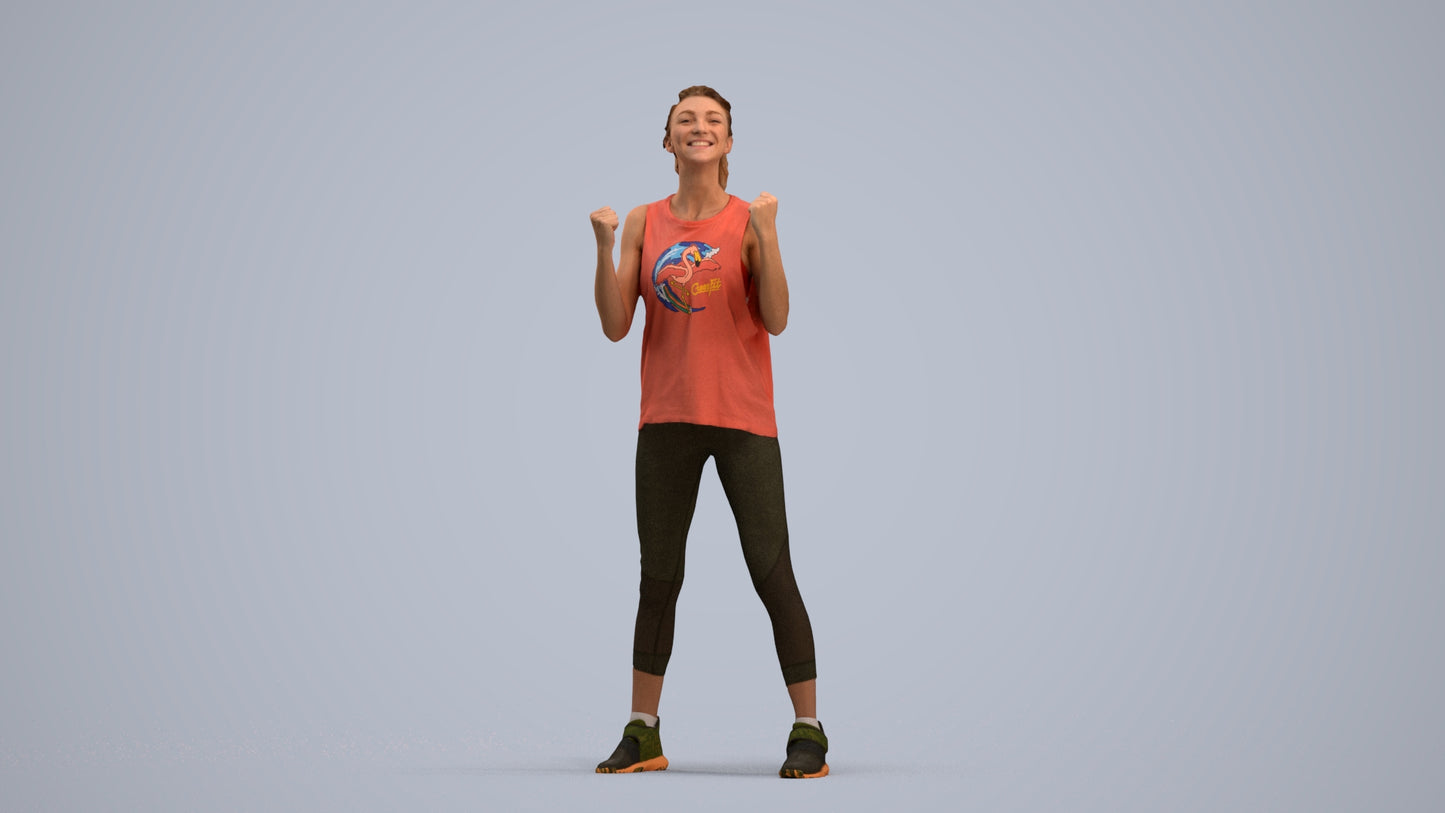 realistic 3D human woman sport, archviz people FBX OBJ for Blender, standing pose render