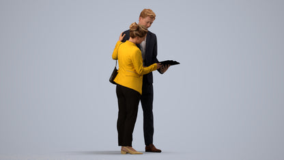 scanned 3D woman business, photogrammetry people for Enscape and V-Ray, side view render
