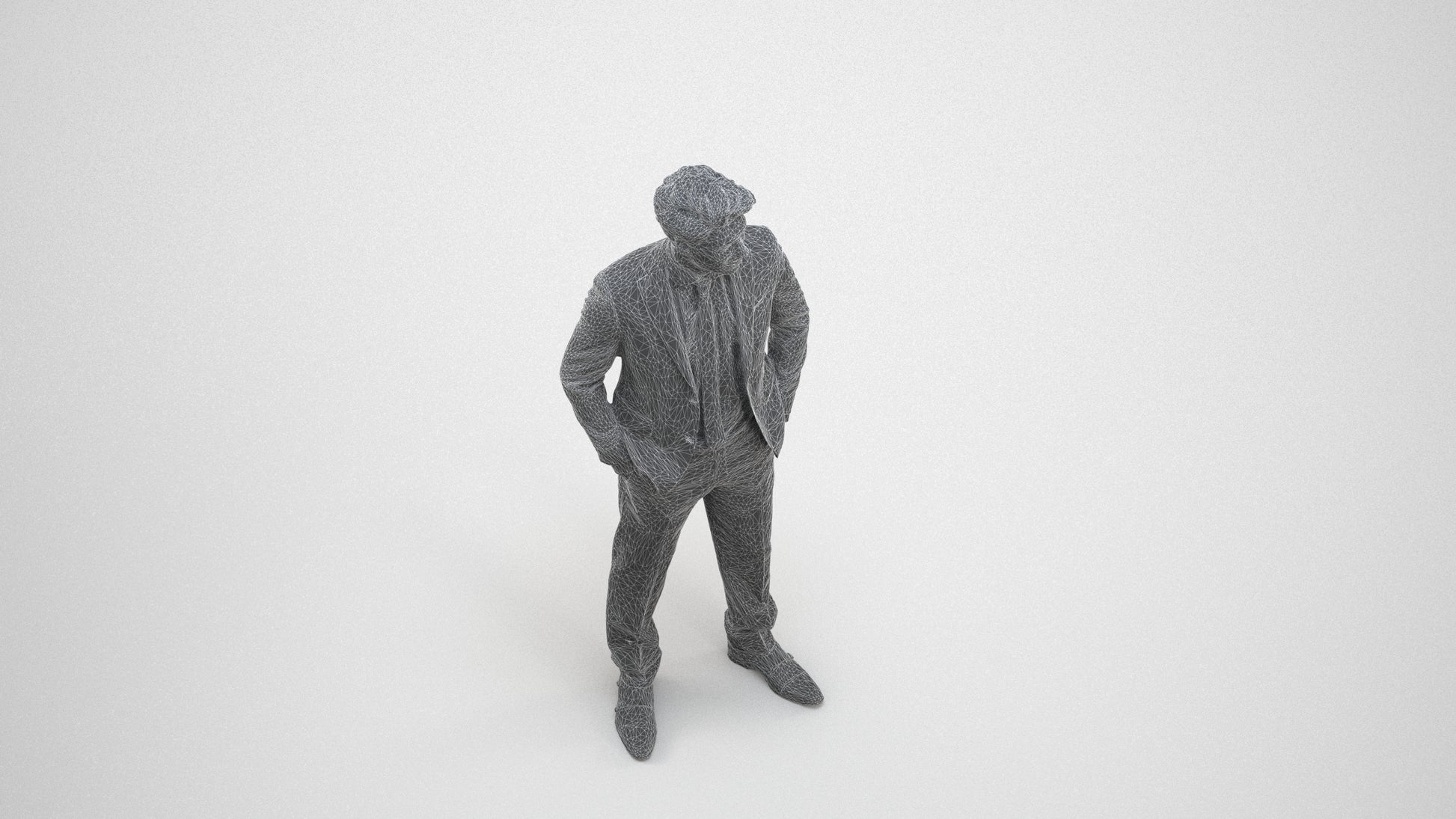 realistic 3D people man business, render-ready for V-Ray and Corona, FBX OBJ, wireframe three-quarter view