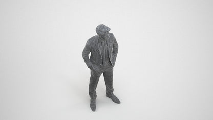 realistic 3D people man business, render-ready for V-Ray and Corona, FBX OBJ, wireframe three-quarter view
