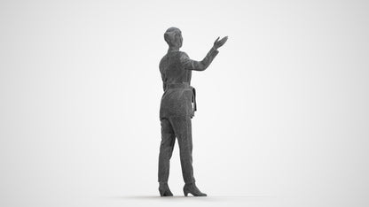 realistic 3D woman business, scanned archviz people for Blender and 3ds Max, wireframe front view