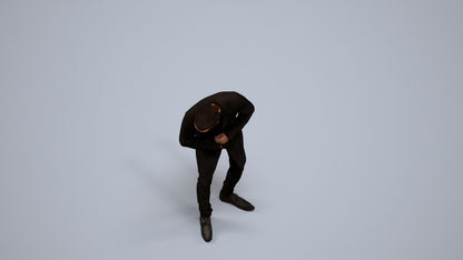 photogrammetry 3D man casual sitting, realistic human model archviz FBX, back view render