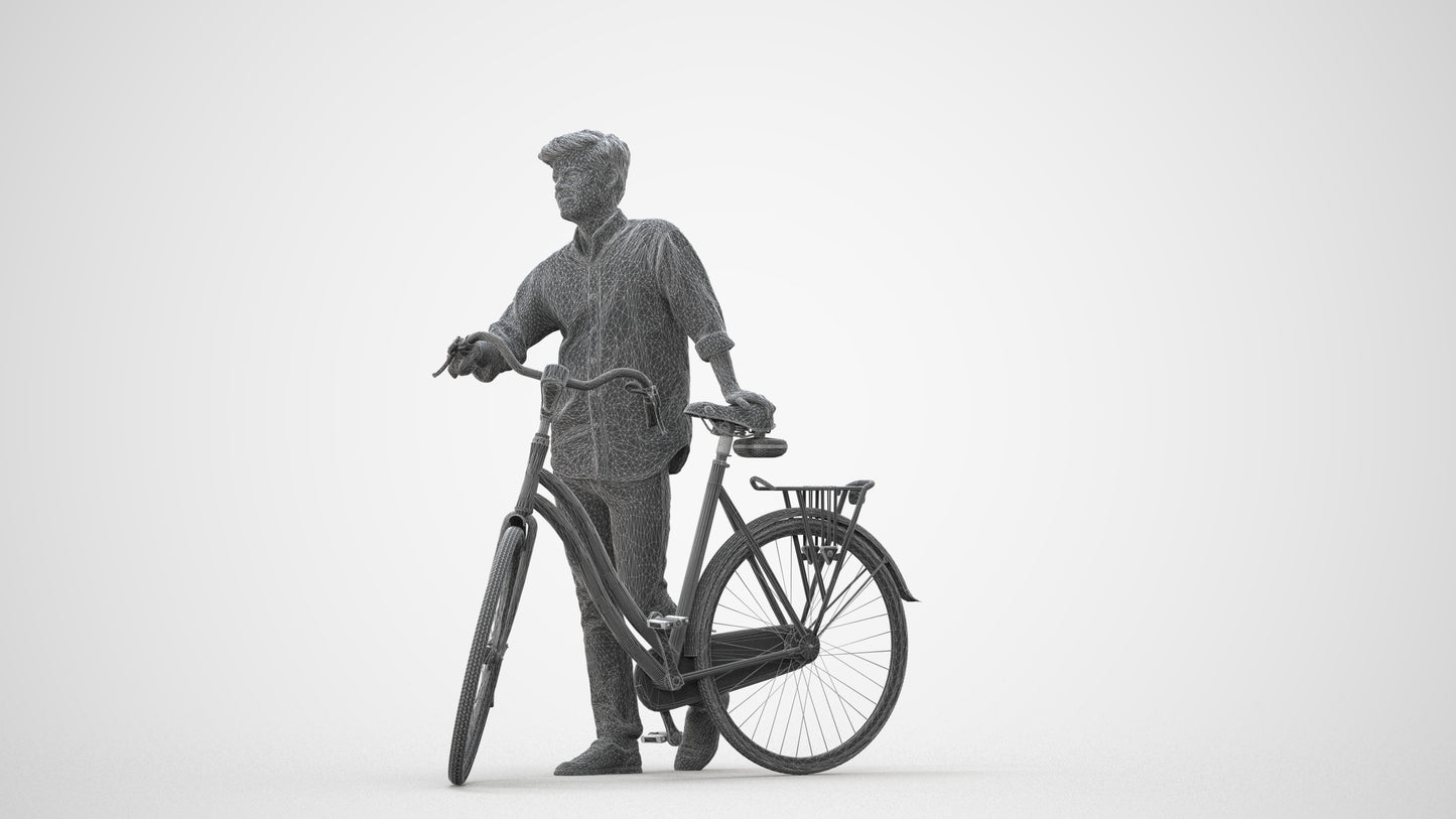 realistic 3D man casual sitting, scanned archviz people for Blender and 3ds Max, square thumbnail