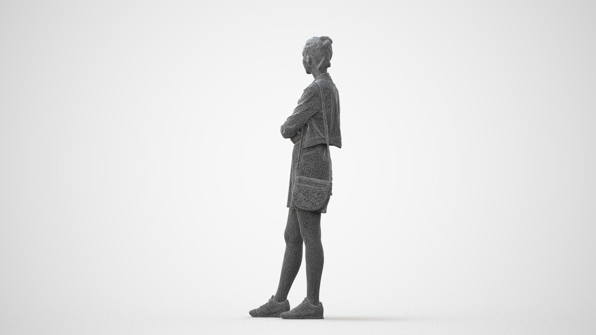 photogrammetry 3D woman casual standing, realistic human model archviz FBX, square thumbnail