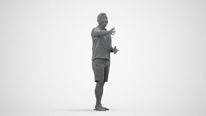 3D people model man casual standing, scanned human for 3ds Max rendering, wireframe side view