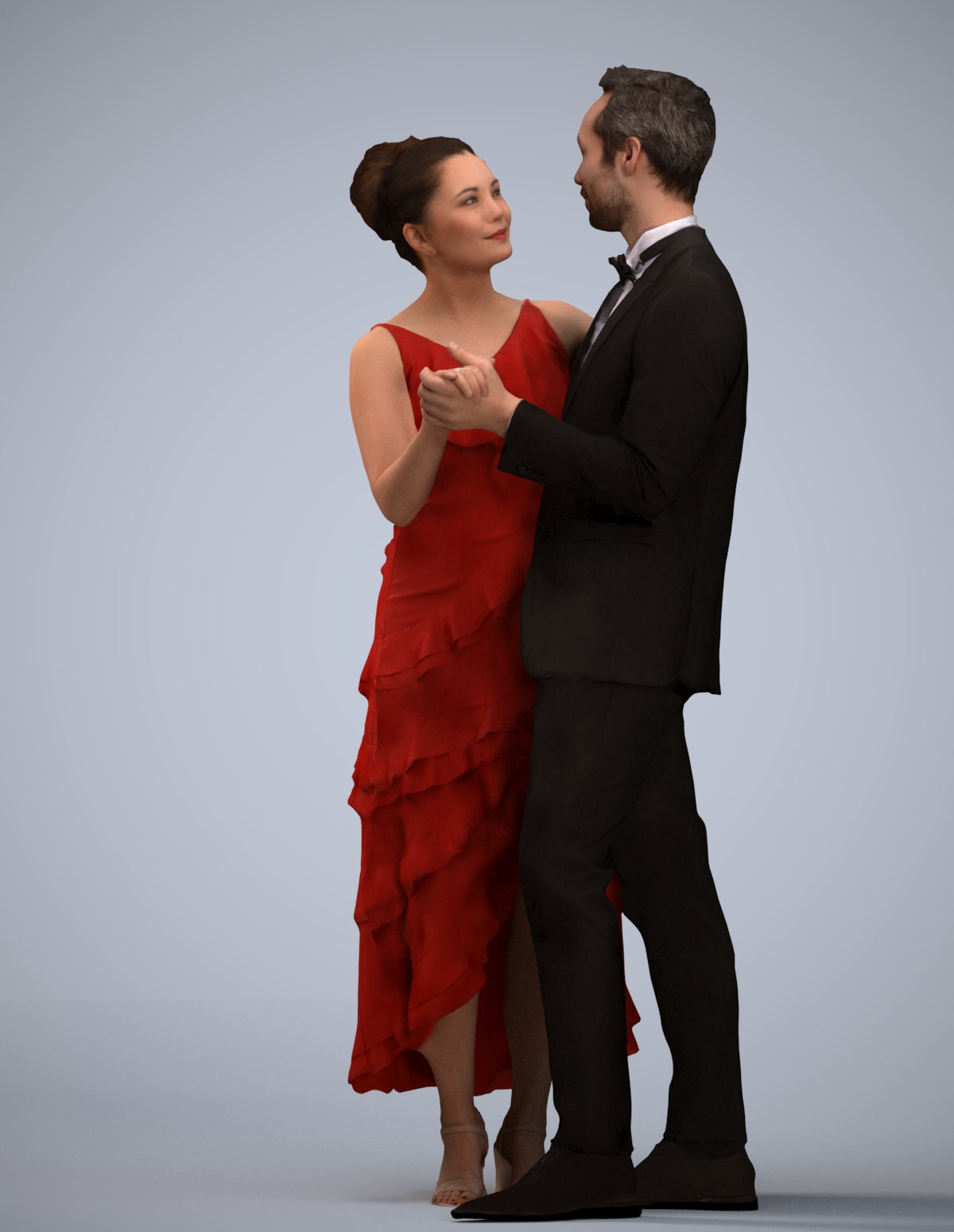 scanned 3D woman formal dancing, photogrammetry people for Enscape and V-Ray