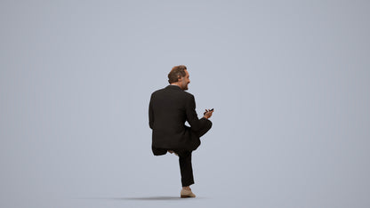 scanned 3D man business sitting, photogrammetry people for Enscape and V-Ray, side view render