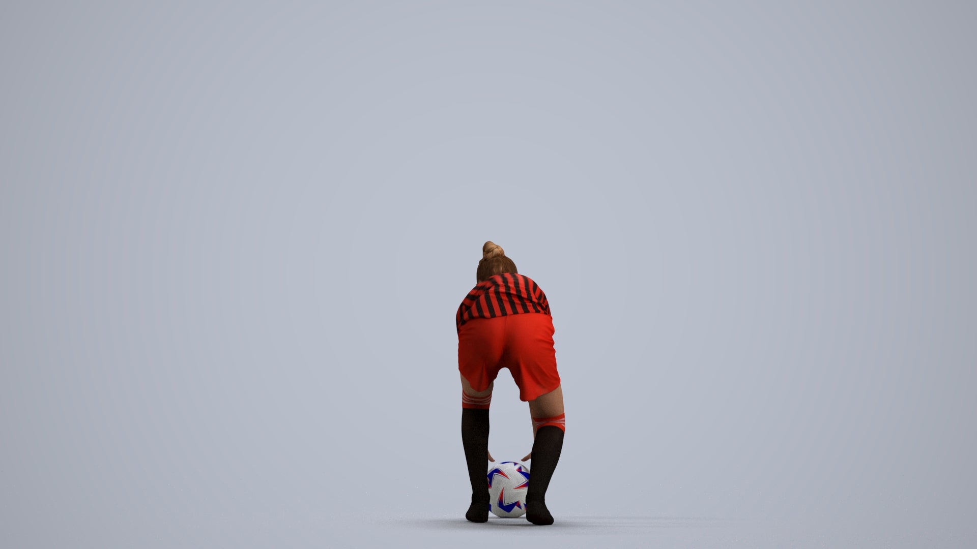 3D human model girl sport, photogrammetry scanned person for archviz, front view render
