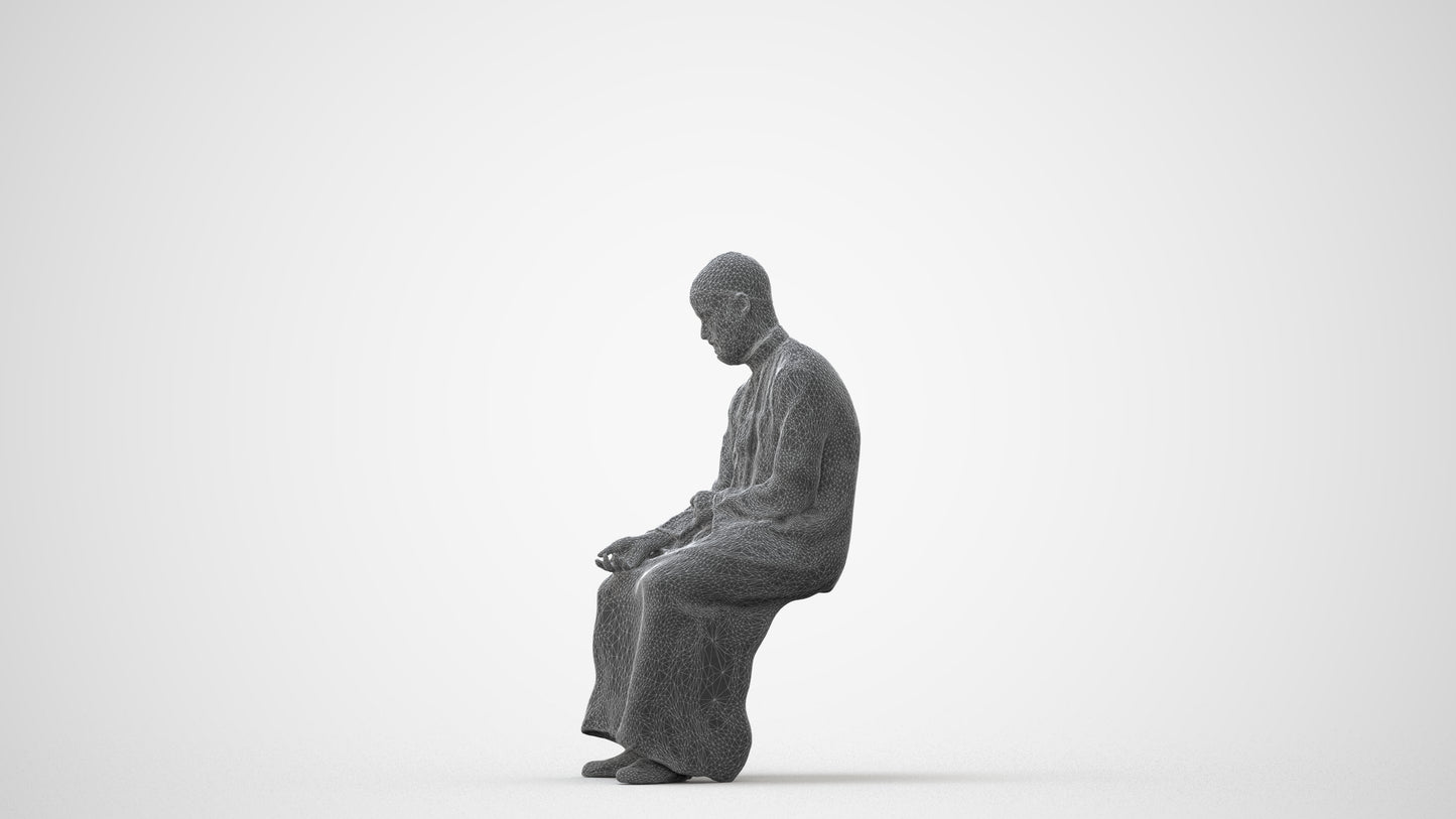 3D people model man sitting, scanned human for 3ds Max rendering, square thumbnail
