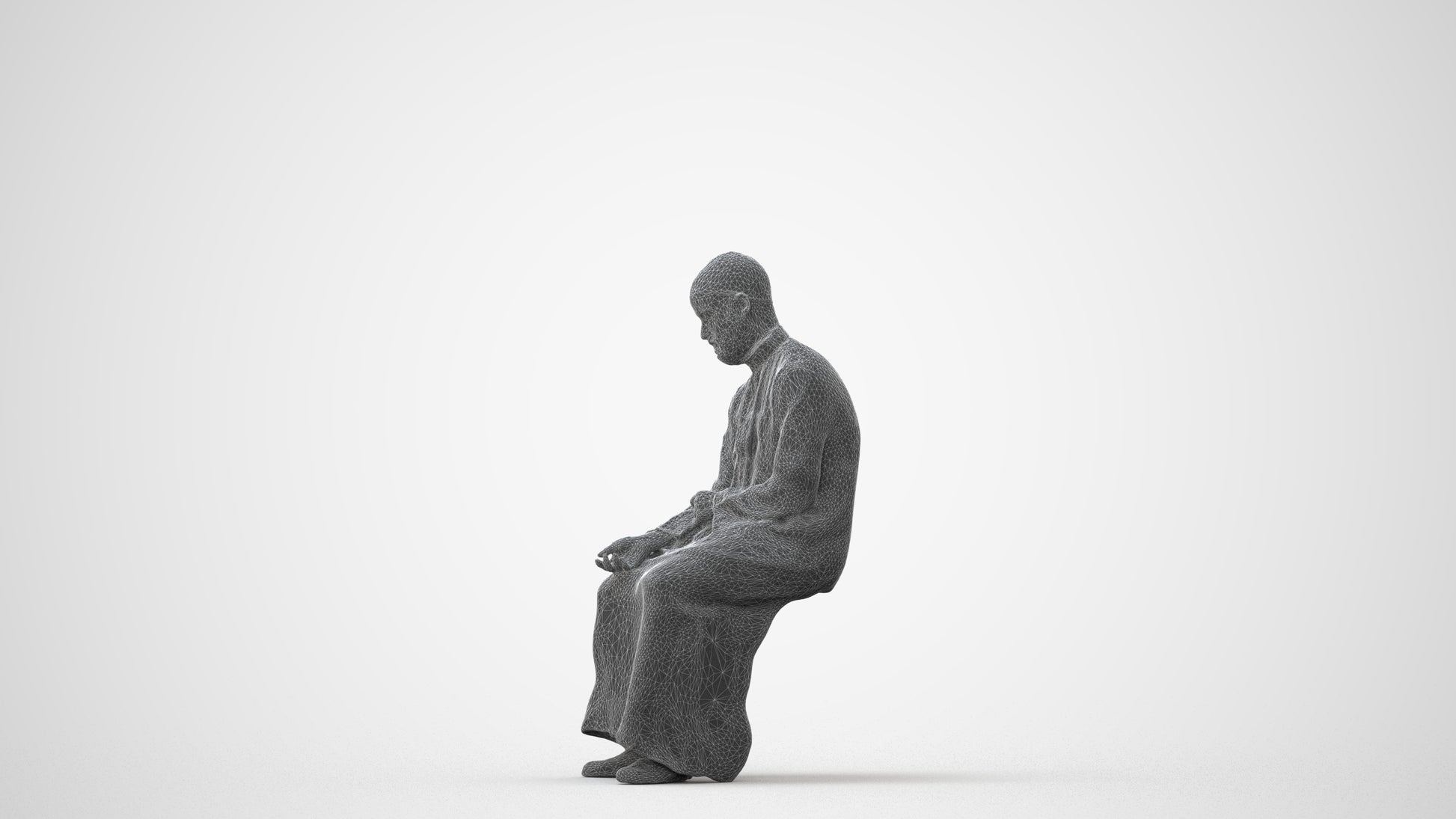 3D people model man sitting, scanned human for 3ds Max rendering, square thumbnail