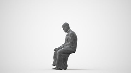 3D people model man sitting, scanned human for 3ds Max rendering, square thumbnail
