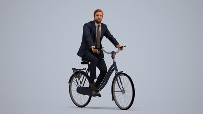 scanned 3D man business cycling, photogrammetry people for Enscape and V-Ray, standing pose render