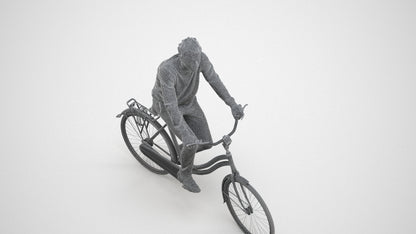 3D people model man casual cycling, scanned human for 3ds Max rendering, wireframe three-quarter view
