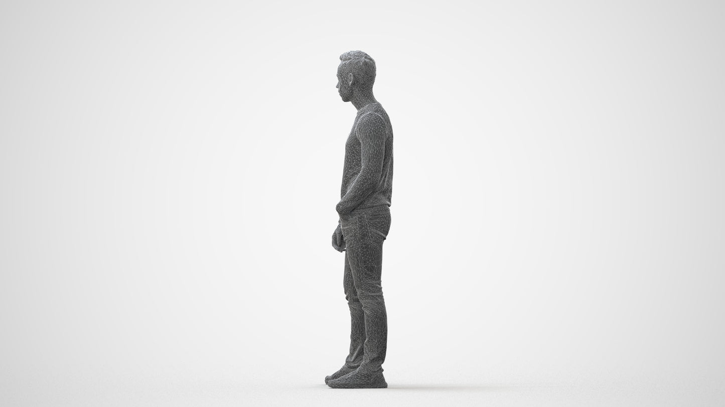 photogrammetry 3D man casual walking, realistic human model archviz FBX, square thumbnail