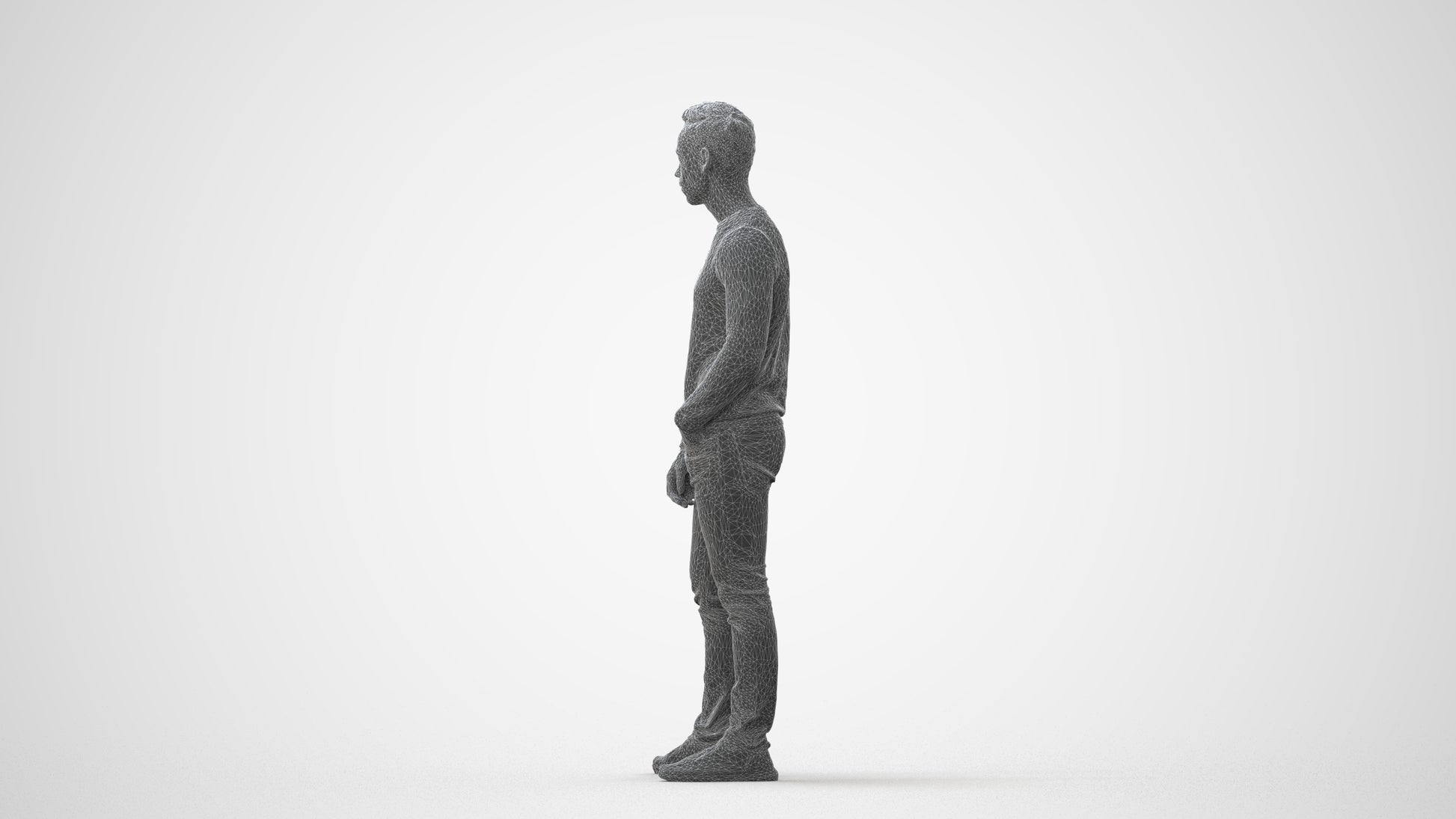 photogrammetry 3D man casual walking, realistic human model archviz FBX, square thumbnail