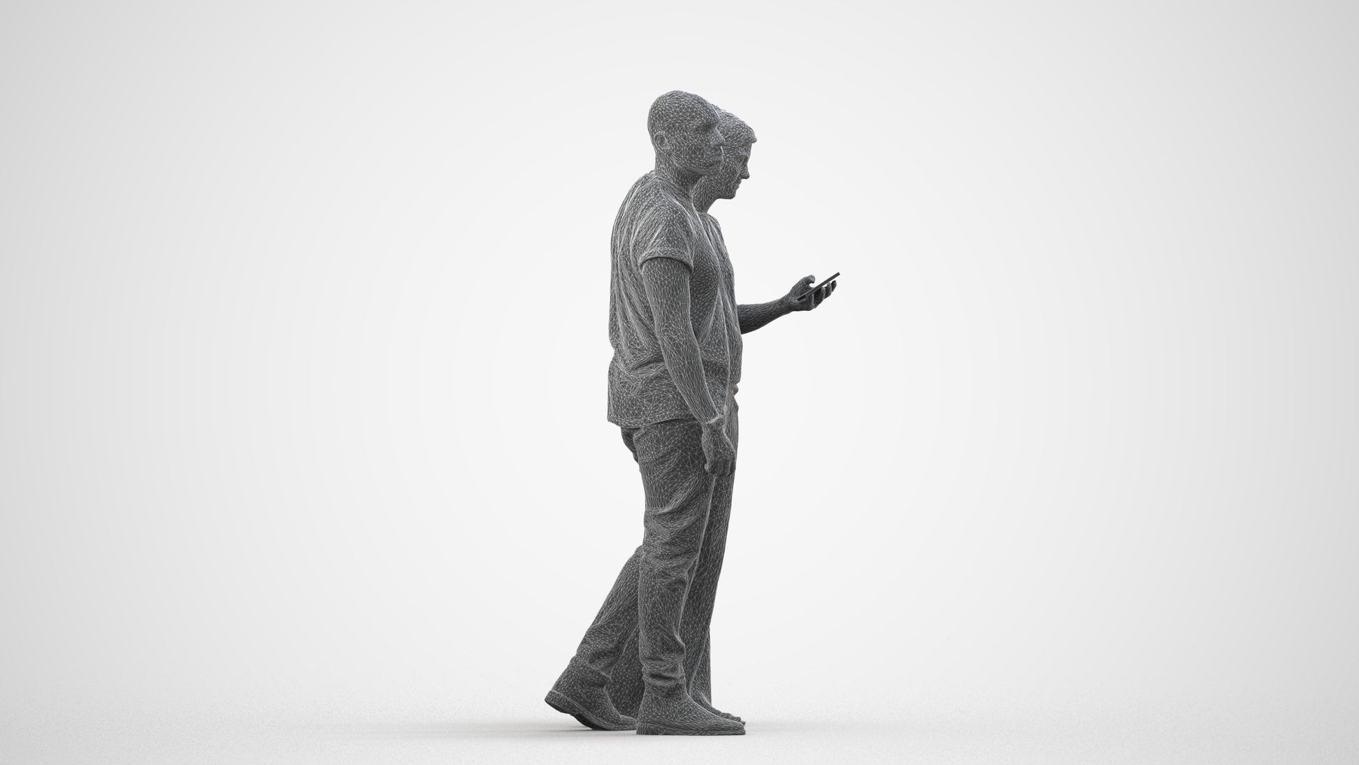 realistic 3D human woman casual couple, archviz people FBX OBJ for Blender, wireframe side view