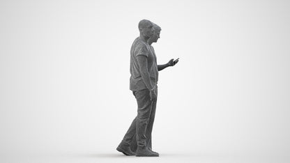 realistic 3D human woman casual couple, archviz people FBX OBJ for Blender, wireframe side view