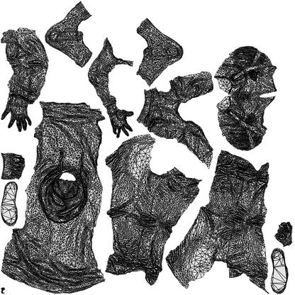 realistic 3D people boy casual kids, render-ready for V-Ray and Corona, FBX OBJ, wireframe top-down view