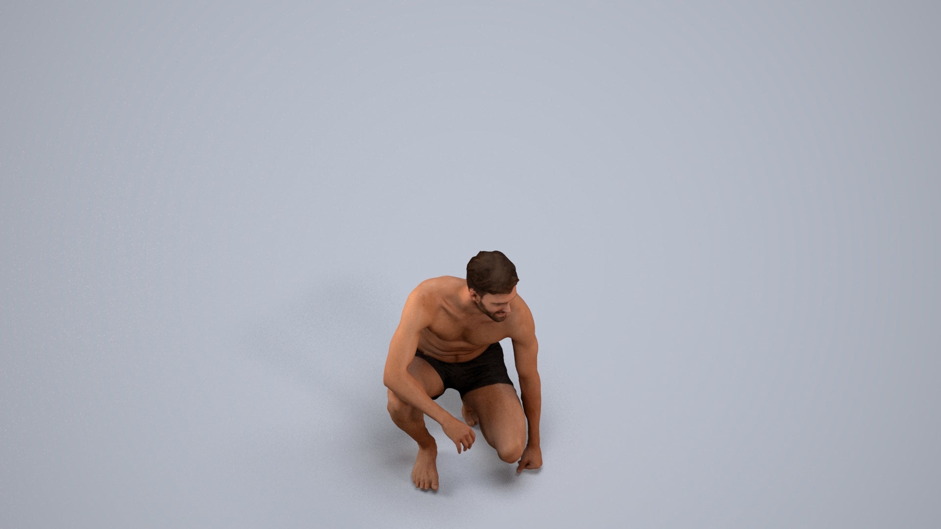 3D people model man pool, scanned human for 3ds Max rendering, back view render