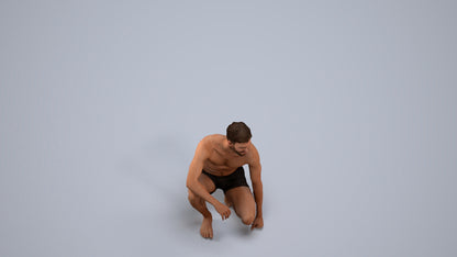 3D people model man pool, scanned human for 3ds Max rendering, back view render
