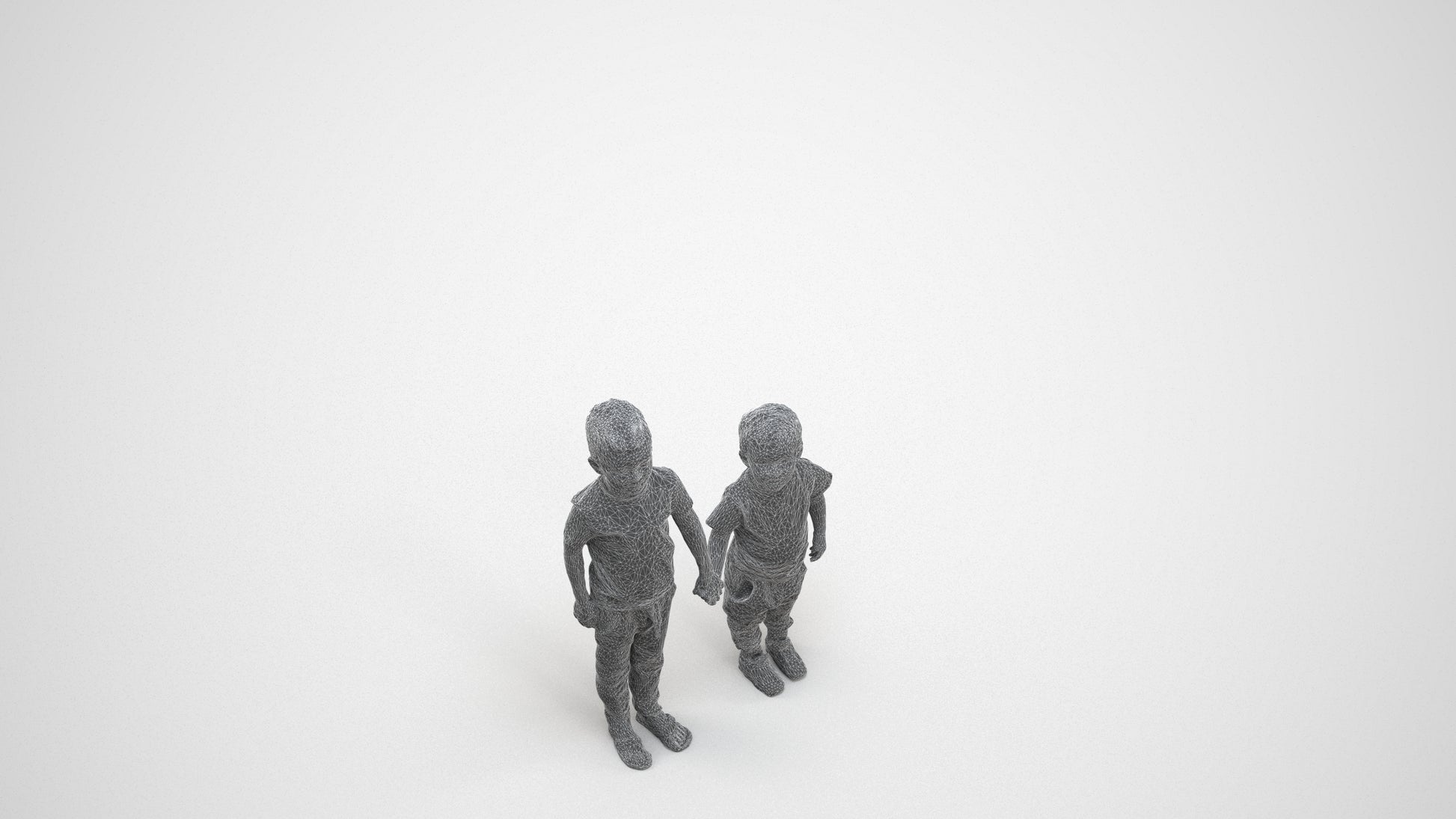 3D people model boy casual kids, scanned human for 3ds Max rendering, wireframe three-quarter view