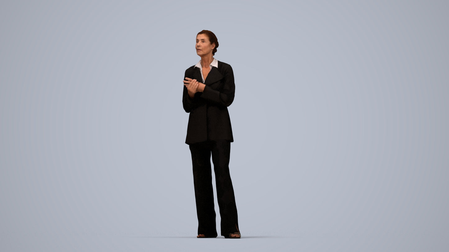 realistic 3D people senior woman business, render-ready for V-Ray and Corona, FBX OBJ, top-down view render
