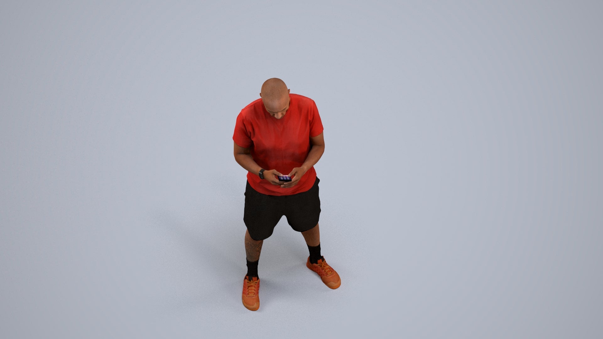 realistic 3D human man sport, archviz people FBX OBJ for Blender, back view render