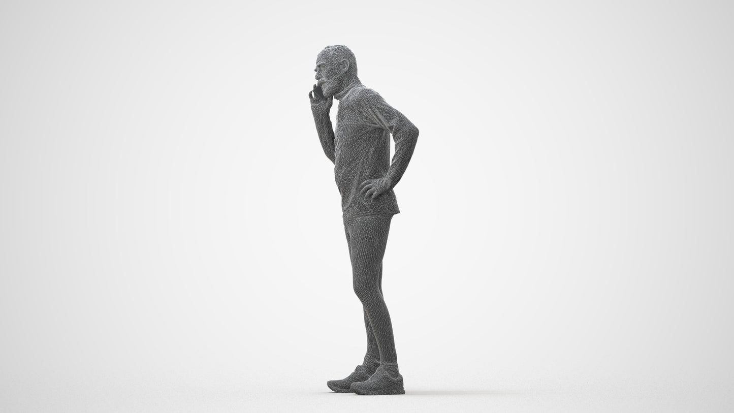 3D human model senior man sport, photogrammetry scanned person for archviz, square thumbnail