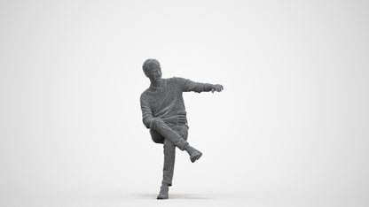 scanned 3D man casual sitting, photogrammetry people for Enscape and V-Ray, three-quarter front view render