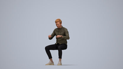 realistic 3D human man casual business, archviz people FBX OBJ for Blender, top-down view render