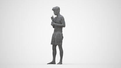 realistic 3D man sport pool, scanned archviz people for Blender and 3ds Max, wireframe back view