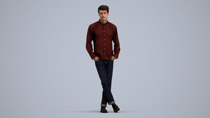 3D people model man casual standing, scanned human for 3ds Max rendering, standing pose render